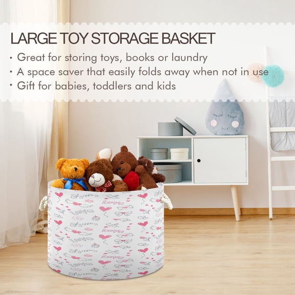 BZSMCE Decorative Storage Open Bins 20x14in In Blush Heart Petal Printed