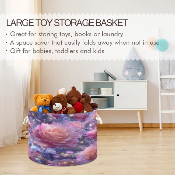 BZSMCE Decorative Storage Open Bins 20x14in In Blush Rose Luminance Printed