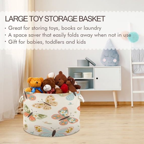 BZSMCE Decorative Storage Open Bins 20x14in In Butterfly with Flower Printed