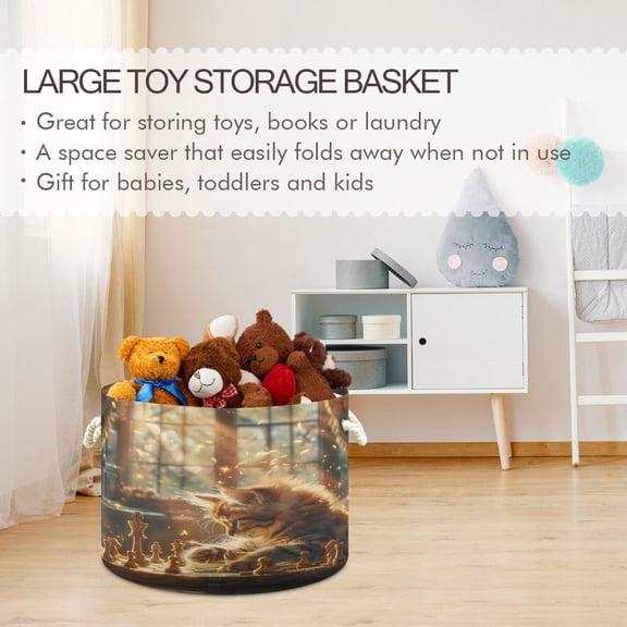 BZSMCE Decorative Storage Open Bins 20x14in In Cat Sunshine Chess Printed