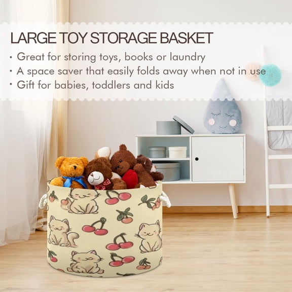 BZSMCE Decorative Storage Open Bins 20x14in In Cherry Kitten Print Printed