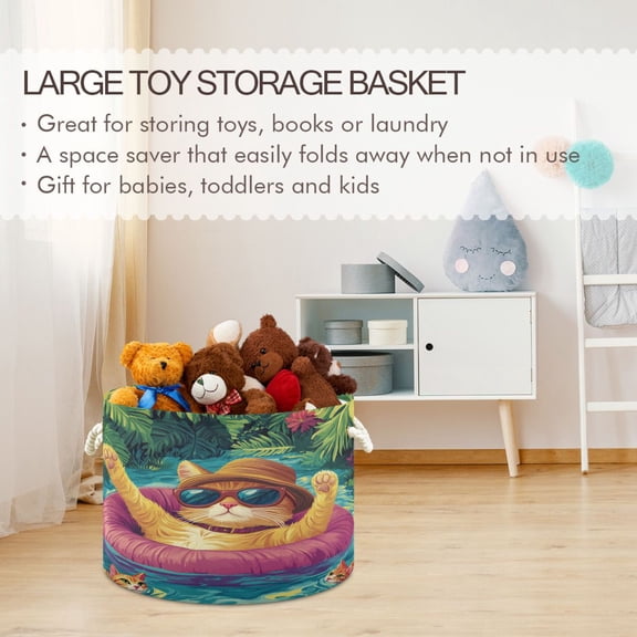 BZSMCE Decorative Storage Open Bins 20x14in In Chillin' Kitty Printed