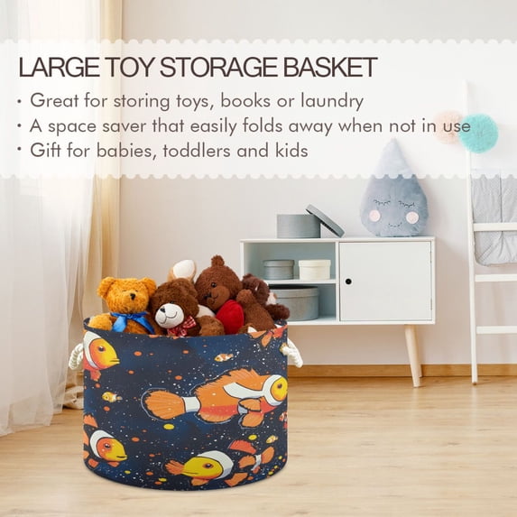 BZSMCE Decorative Storage Open Bins 20x14in In Clownfish Dark Motif Printed