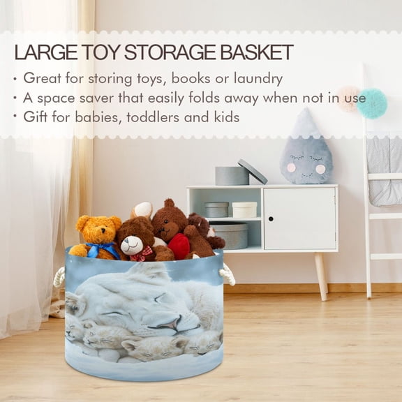 BZSMCE Decorative Storage Open Bins 20x14in In Cozy Snowy Familycozy Snowy Family Printed