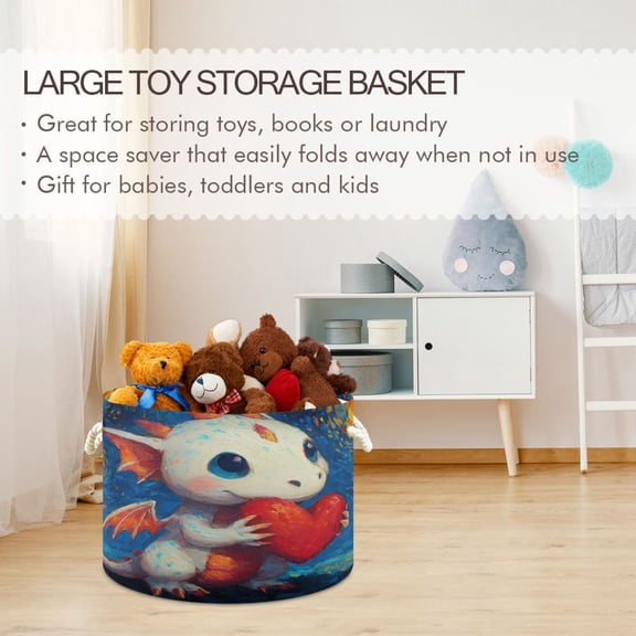 BZSMCE Decorative Storage Open Bins 20x14in In Dragons Sweet Heart Printed