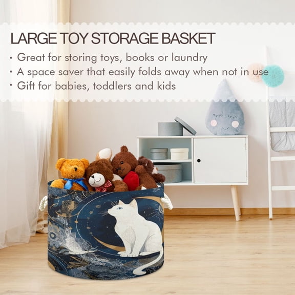 BZSMCE Decorative Storage Open Bins 20x14in In Enchanted Lunar Cat Printed