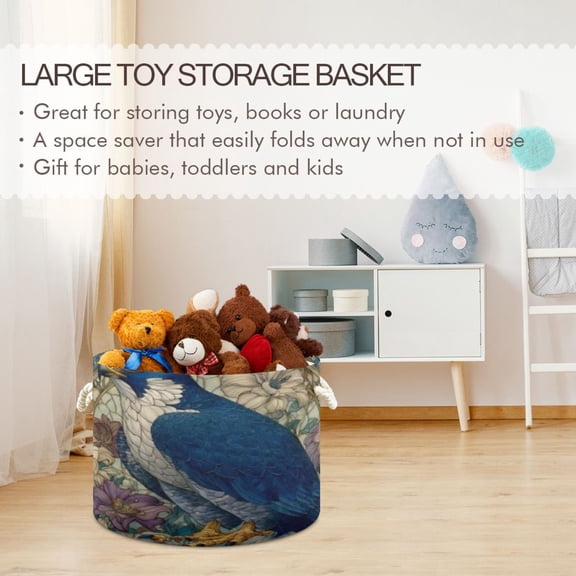 BZSMCE Decorative Storage Open Bins 20x14in In Floral Blue Falcon Printed