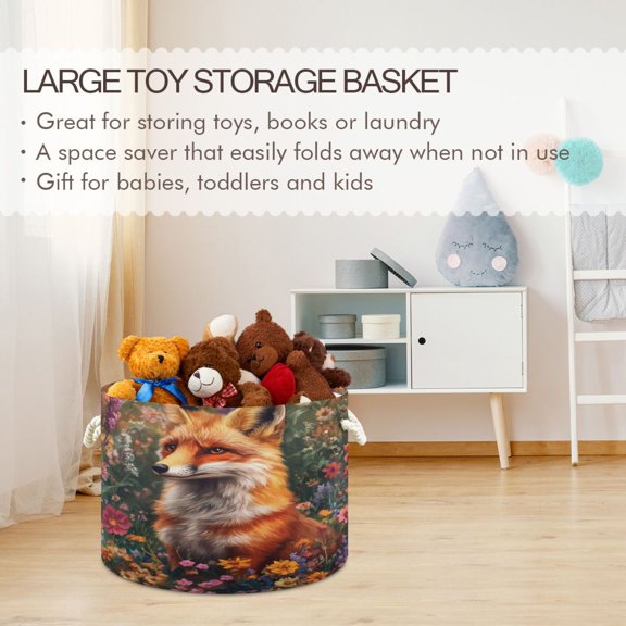 BZSMCE Decorative Storage Open Bins 20x14in In Fox in Garden Printed