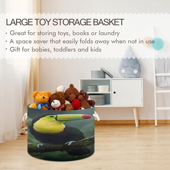 BZSMCE Decorative Storage Open Bins 20x14in In Jungle Toucan Haven Printed