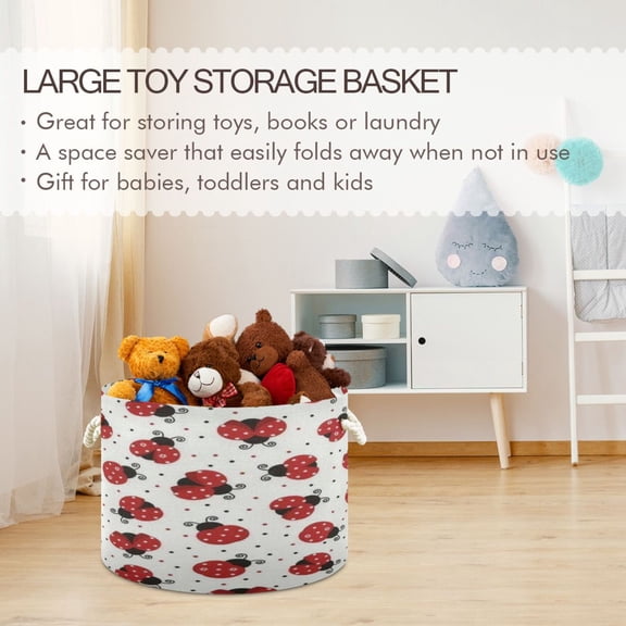 BZSMCE Decorative Storage Open Bins 20x14in In Ladybugs on White Printed