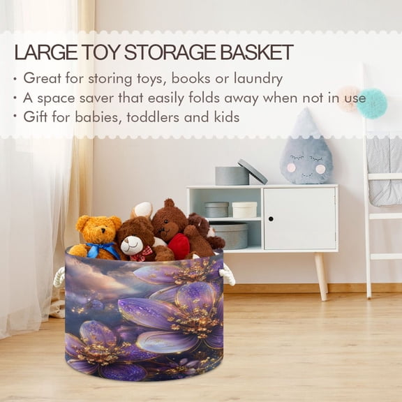 BZSMCE Decorative Storage Open Bins 20x14in In Lavender Blossoms Printed