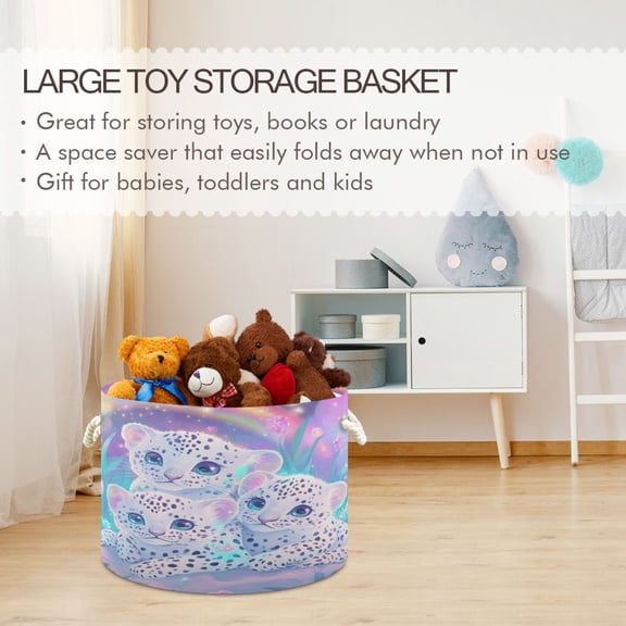 BZSMCE Decorative Storage Open Bins 20x14in In Leopard Trio under The Rainbow Printed