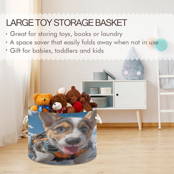 BZSMCE Decorative Storage Open Bins 20x14in In Orange Harness Corgi Printed