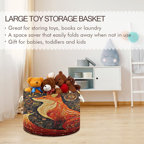 BZSMCE Decorative Storage Open Bins 20x14in In Ornate Red Fox Printed