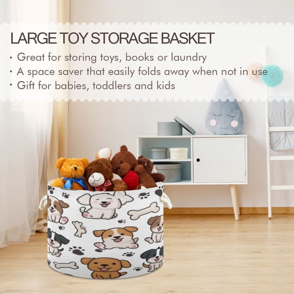 BZSMCE Decorative Storage Open Bins 20x14in In Puppy Paw and Bone Printed