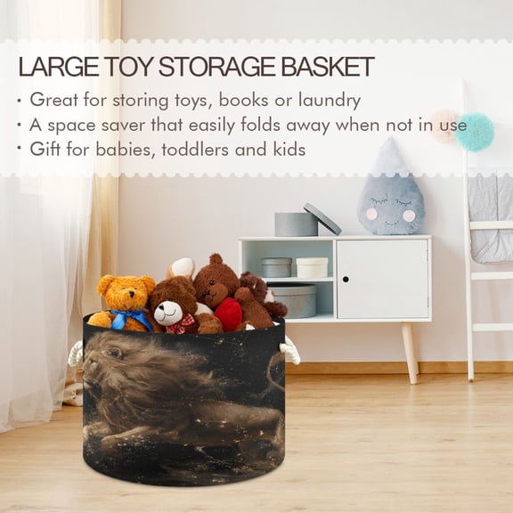 BZSMCE Decorative Storage Open Bins 20x14in In Shadow Lion Printed