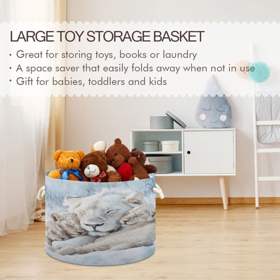 BZSMCE Decorative Storage Open Bins 20x14in In Soft Snowy Cuddle Printed