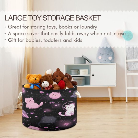 BZSMCE Decorative Storage Open Bins 20x14in In Space Kitties Printed