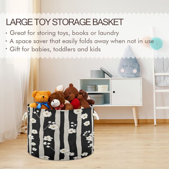 BZSMCE Decorative Storage Open Bins 20x14in In Springtime Blossom Pattern Printed