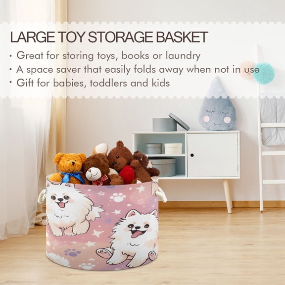 BZSMCE Decorative Storage Open Bins 20x14in In Starry Poms Printed