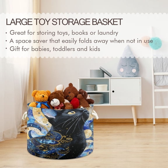 BZSMCE Decorative Storage Open Bins 20x14in In Starry-eyed Feline in A Cosmic Mosaic Printed