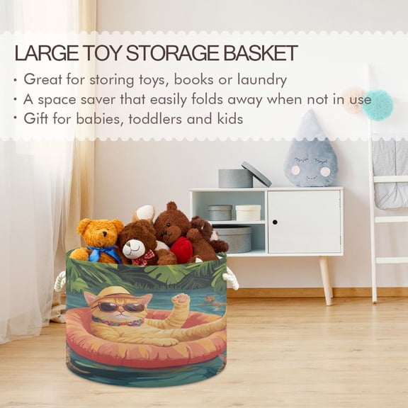 BZSMCE Decorative Storage Open Bins 20x14in In Sunshine & Waves Printed