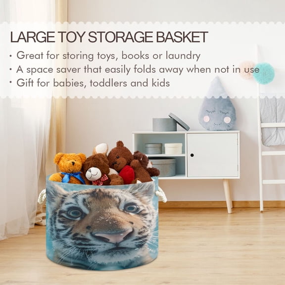 BZSMCE Decorative Storage Open Bins 20x14in In Underwater Tiger Printed