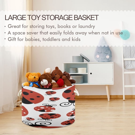BZSMCE Decorative Storage Open Bins 20x14in In Whimsical Ladybugs Carnival Printed