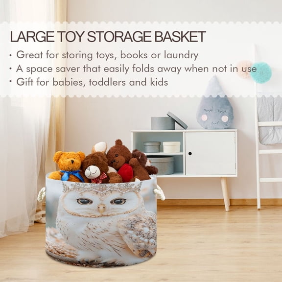 BZSMCE Decorative Storage Open Bins 20x14in In Winter Snow Queen Owl Printed