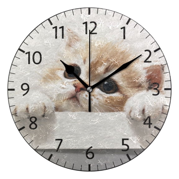 BZSMCE Decorative Wall Clock Size:25cm Boo Kitten Curiosity Pattern