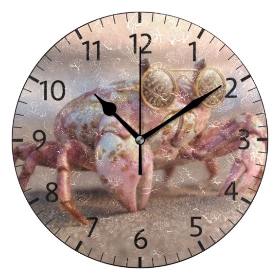 BZSMCE Decorative Wall Clock Size:25cm Glass Pink Crab Pattern