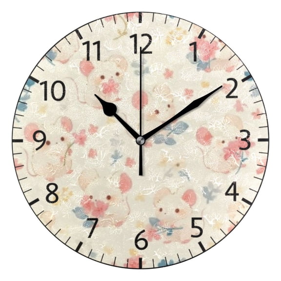 BZSMCE Decorative Wall Clock Size：25cm Pale Mouse Pattern