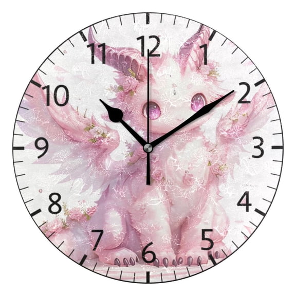 BZSMCE Decorative Wall Clock Size:25cm Pastel Winged Dragon Pattern
