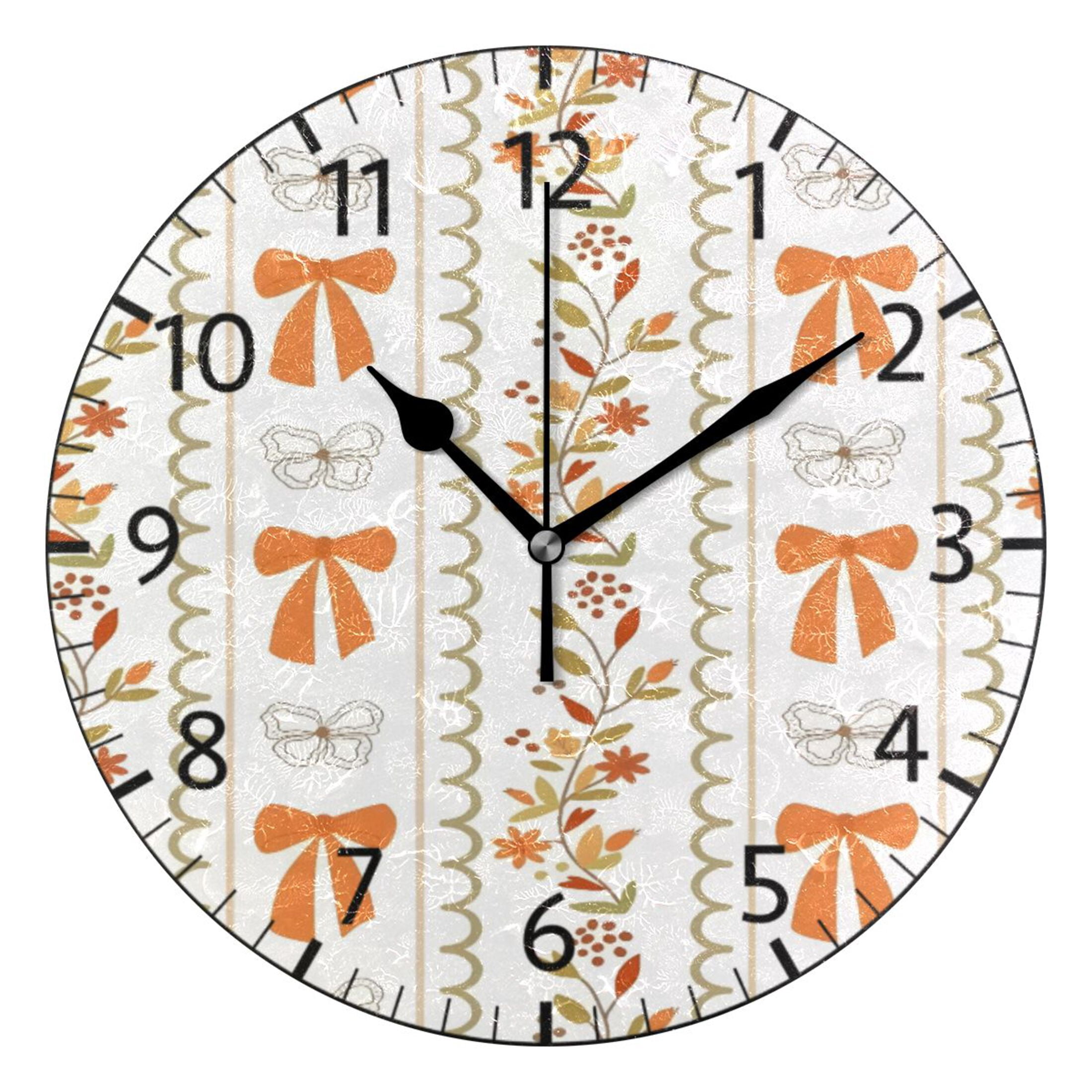BZSMCE Decorative Wall Clock Size：25cm Ribbon Floral Border Pattern ...