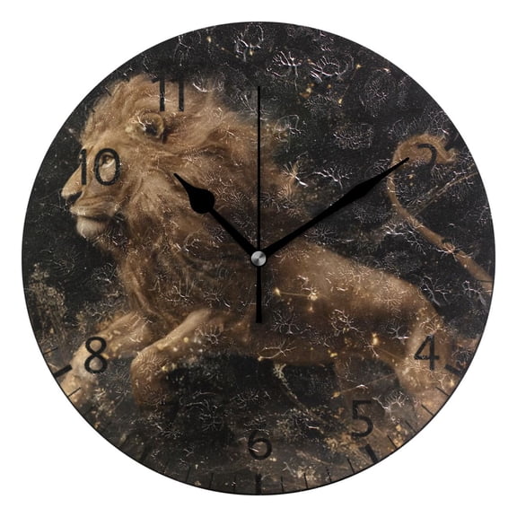 BZSMCE Decorative Wall Clock Sizeļ¼25cm Shadow Lion Pattern