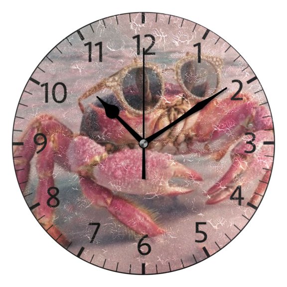 BZSMCE Decorative Wall Clock Size:25cm Sleek Glass Crab Pattern