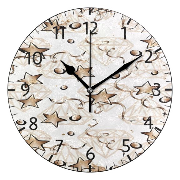 BZSMCE Decorative Wall Clock Size:25cm Star Swirl Design Pattern