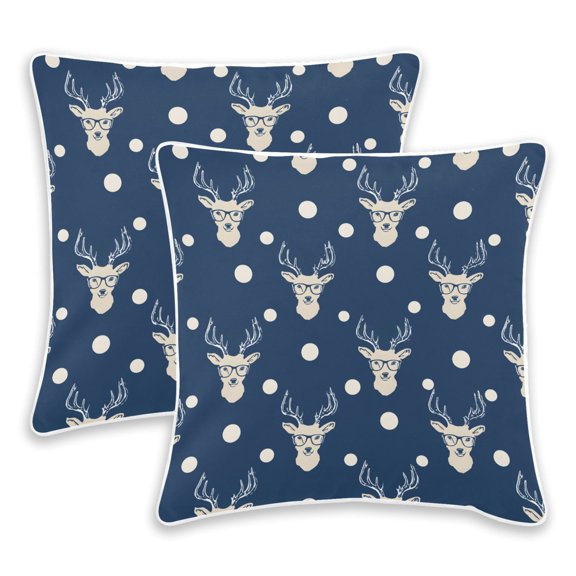 BZSMCE Deer Glasses Pattern Throw Pillow Covers Set of 2 Decorative Pillow Cases Covers for Sofa Bed Living Room