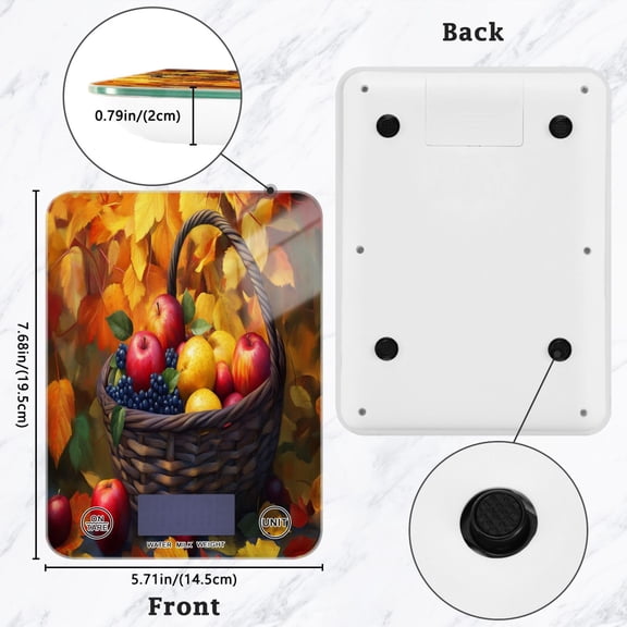 BZSMCE Digital Food Scale Kitchen Scales Creatively Basket Of Fruits Autumn Pattern Baking Cooking Keto and Meal Prep, with LCD Display