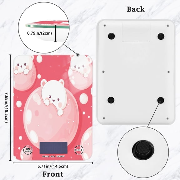 BZSMCE Digital Food Scale Kitchen Scales Creatively Bubble Bear Bliss Pattern Baking Cooking Keto and Meal Prep, with LCD Display