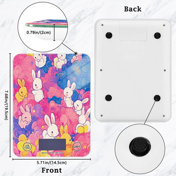 BZSMCE Digital Food Scale Kitchen Scales Creatively Bunny Cloud Dreams Pattern Baking Cooking Keto and Meal Prep, with LCD Display