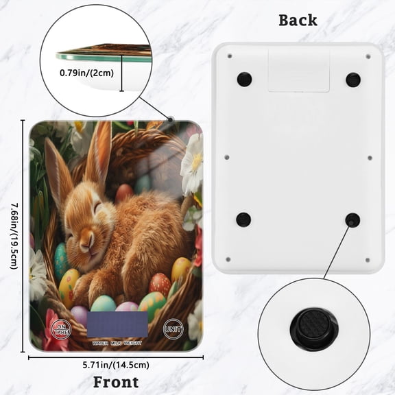 BZSMCE Digital Food Scale Kitchen Scales Creatively Bunny Sleeping with Easter Eggs Pattern Baking Cooking Keto and Meal Prep, with LCD Display