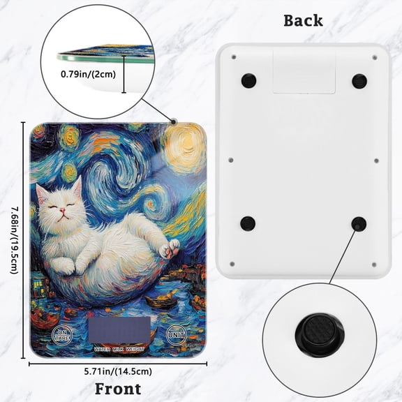 BZSMCE Digital Food Scale Kitchen Scales Creatively Celestial Catnap Pattern Baking Cooking Keto and Meal Prep, with LCD Display
