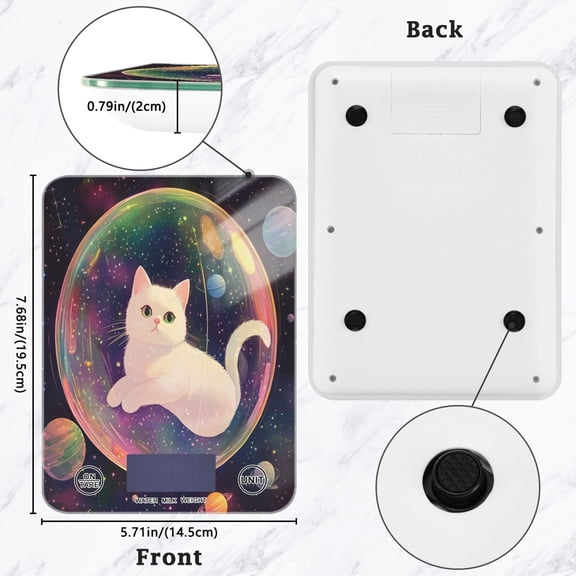 BZSMCE Digital Food Scale Kitchen Scales Creatively Celestial Catnap Pattern Baking Cooking Keto and Meal Prep, with LCD Display