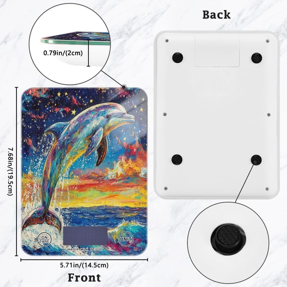 BZSMCE Digital Food Scale Kitchen Scales Creatively Celestial Dolphin Dance Pattern Baking Cooking Keto and Meal Prep, with LCD Display