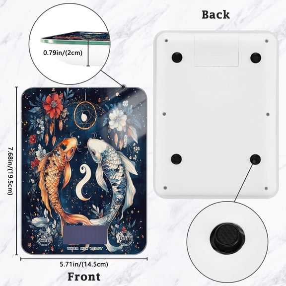 BZSMCE Digital Food Scale Kitchen Scales Creatively Celestial Koi Synchronicity Pattern Baking Cooking Keto and Meal Prep, with LCD Display