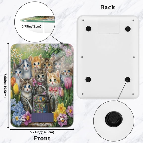 BZSMCE Digital Food Scale Kitchen Scales Creatively Charming Kittens in Bloom Pattern Baking Cooking Keto and Meal Prep, with LCD Display