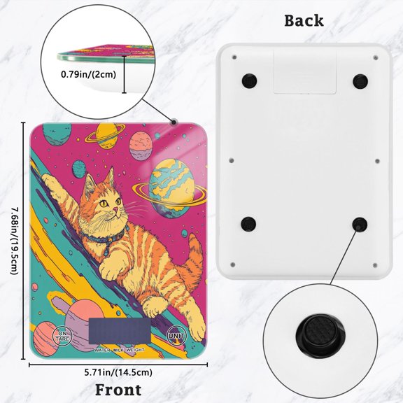 BZSMCE Digital Food Scale Kitchen Scales Creatively Chilling in The Cosmos Pattern Baking Cooking Keto and Meal Prep, with LCD Display