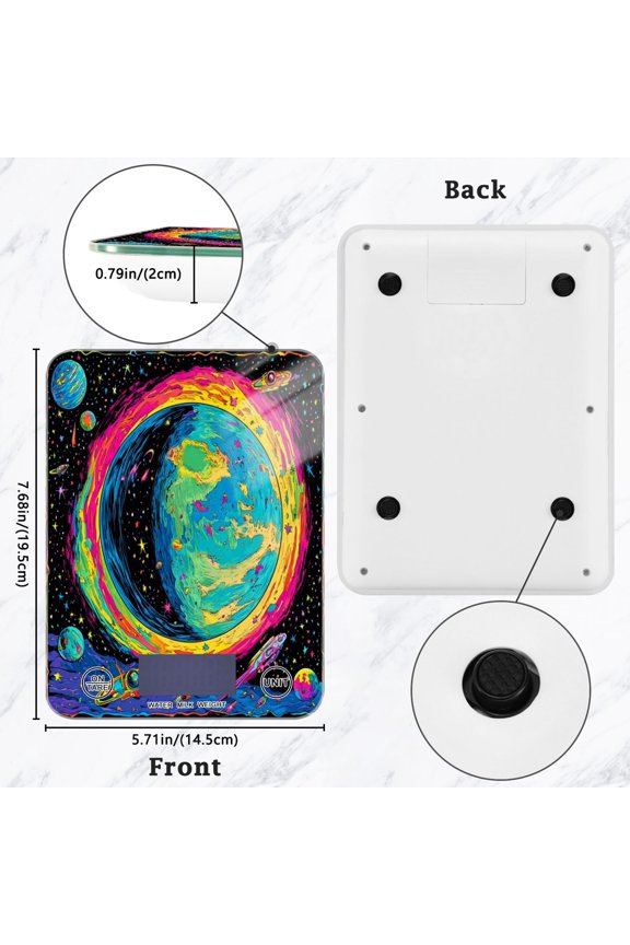 Digital Food Scale Kitchen Scales Creatively Colorful Planet and Stars Pattern Baking Cooking Keto and Meal Prep, with LCD Display