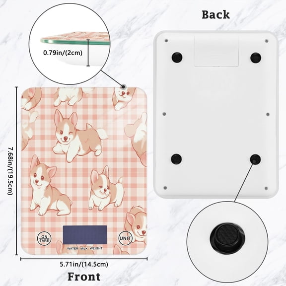 BZSMCE Digital Food Scale Kitchen Scales Creatively Corgis Cuddle Fest Pattern Baking Cooking Keto and Meal Prep, with LCD Display
